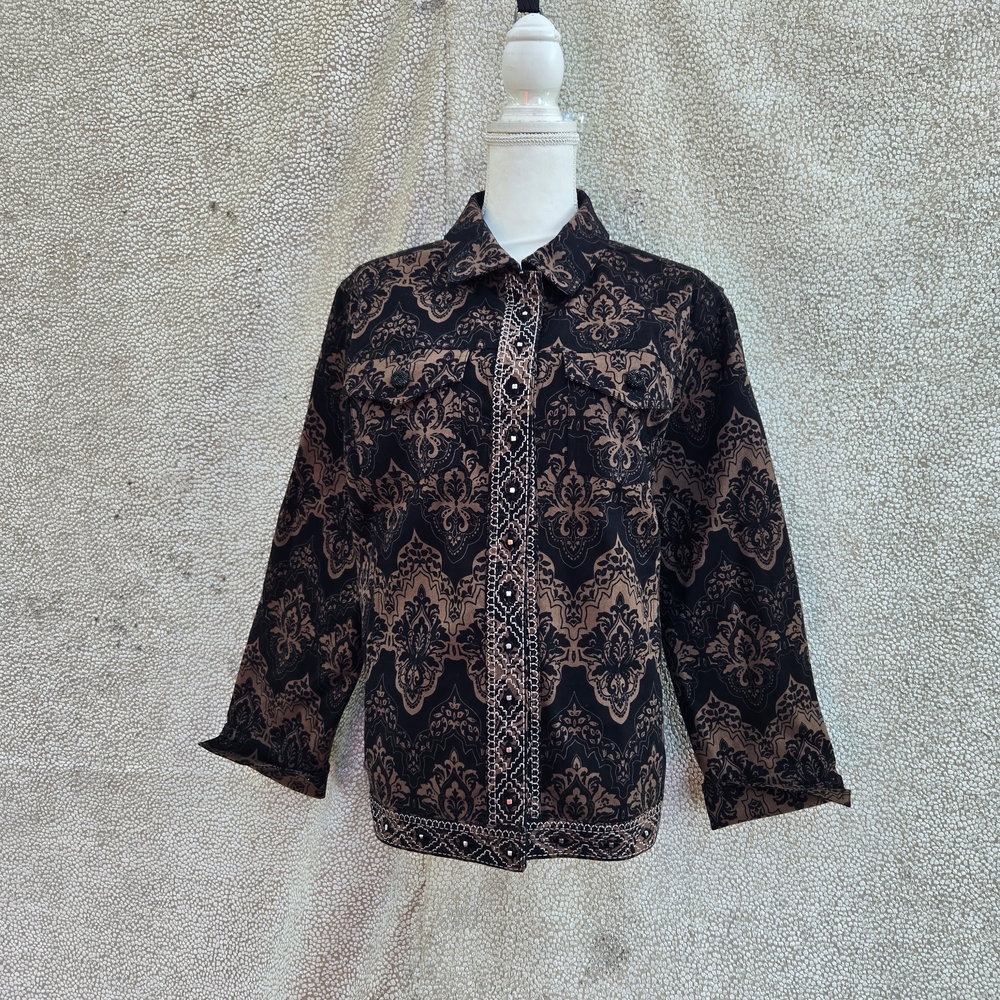 Chico's Black And Brown Patterned Jacket - image 1